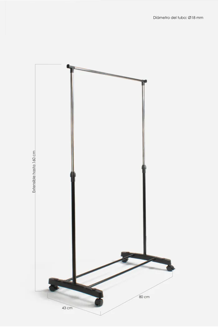 Perchero Extensible de Metal con Ruedas Ajustable 90 hasta 160 cm - 3 Modelos