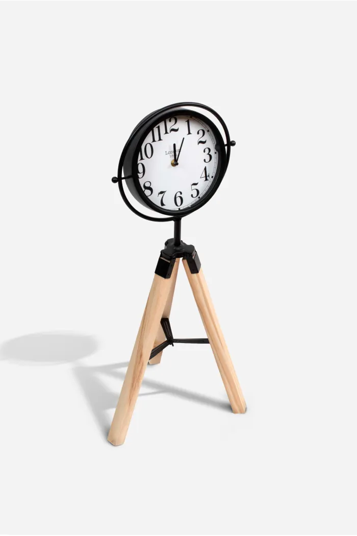 Reloj de Pie con Estructura de Metal y Patas de Madera