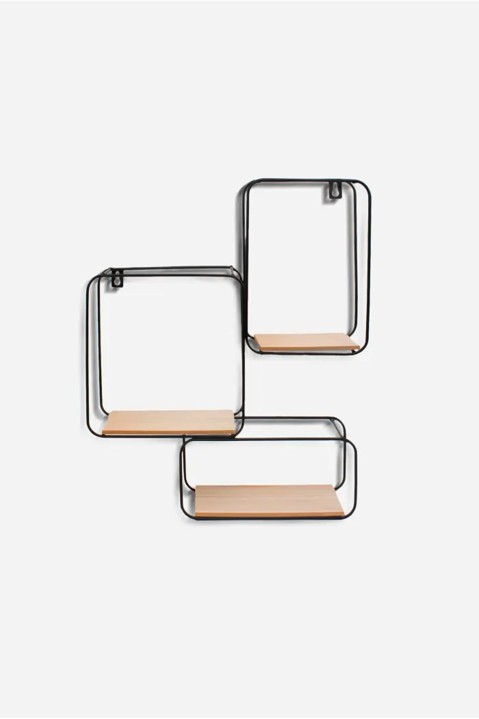 Estantería de con Estructura de Metal y Base de Madera - 3 niveles