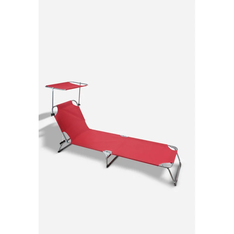 Tumbona Regulable de Aluminio con Parasol | Alt. 24 cm x L. 55 cm x An. 188 cm