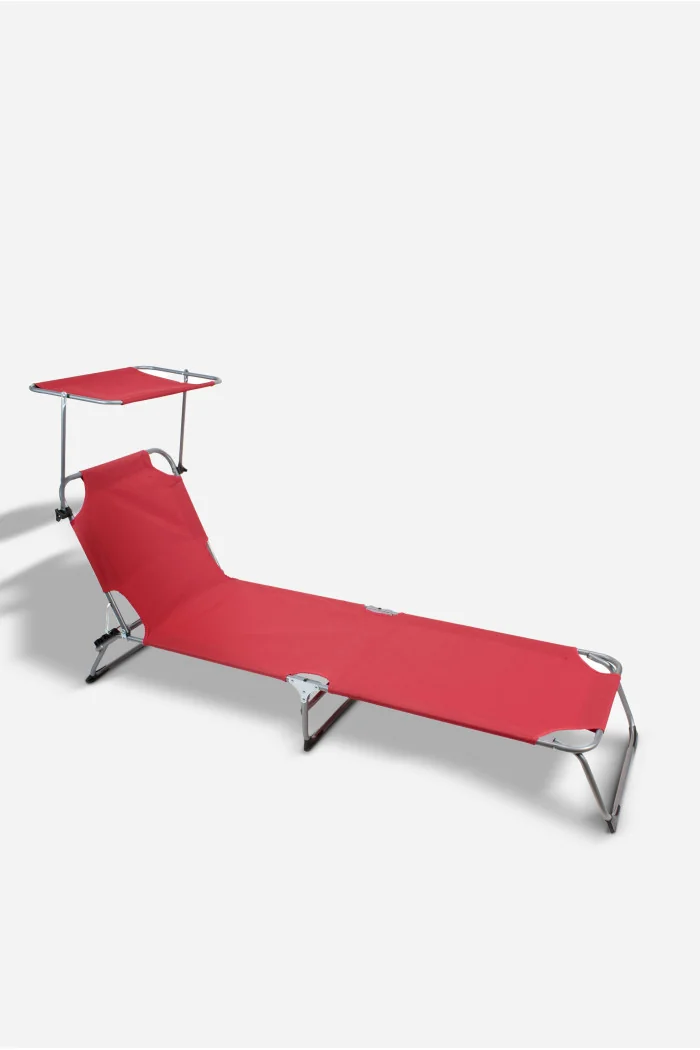 Tumbona Regulable de Aluminio con Parasol | Alt. 24 cm x L. 55 cm x An. 188 cm