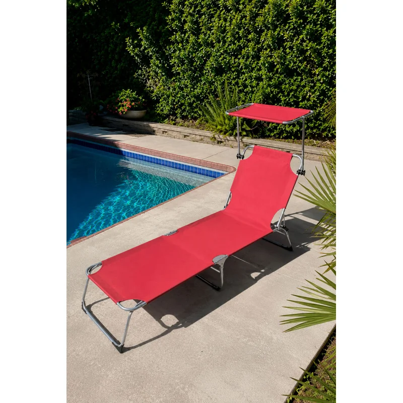 Tumbona Regulable de Aluminio con Parasol | Ambiente