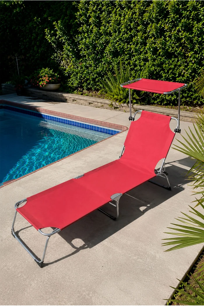 Tumbona Regulable de Aluminio con Parasol | Ambiente