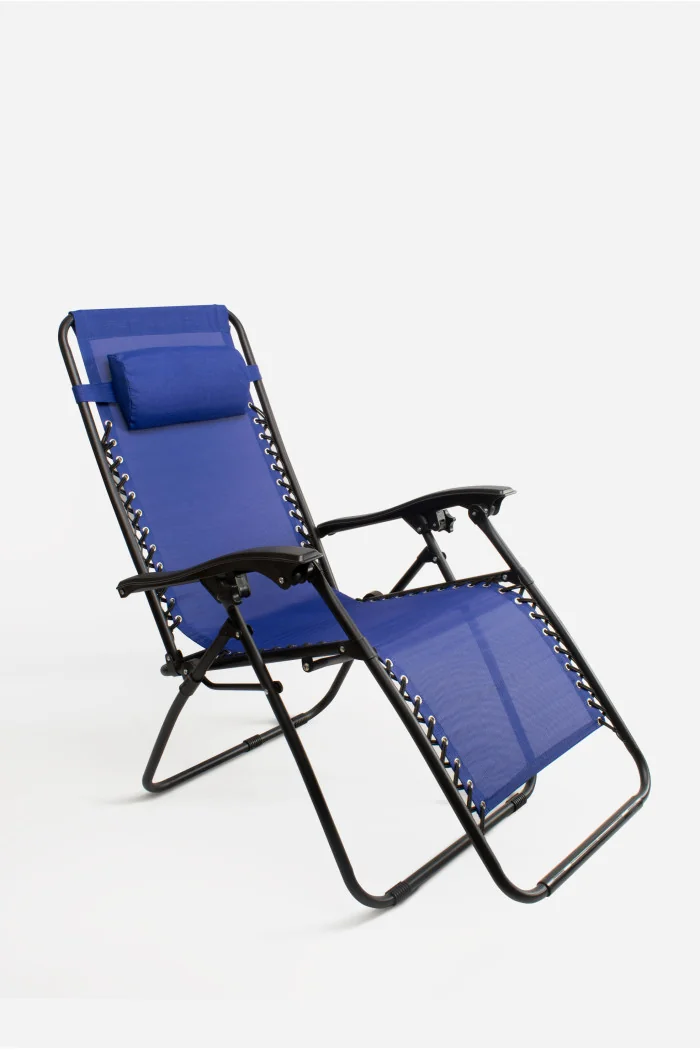Silla Tumbona con Cojín Alt. 113 cm x L. 60 cm x An. 160 cm | Metal y Textilene
