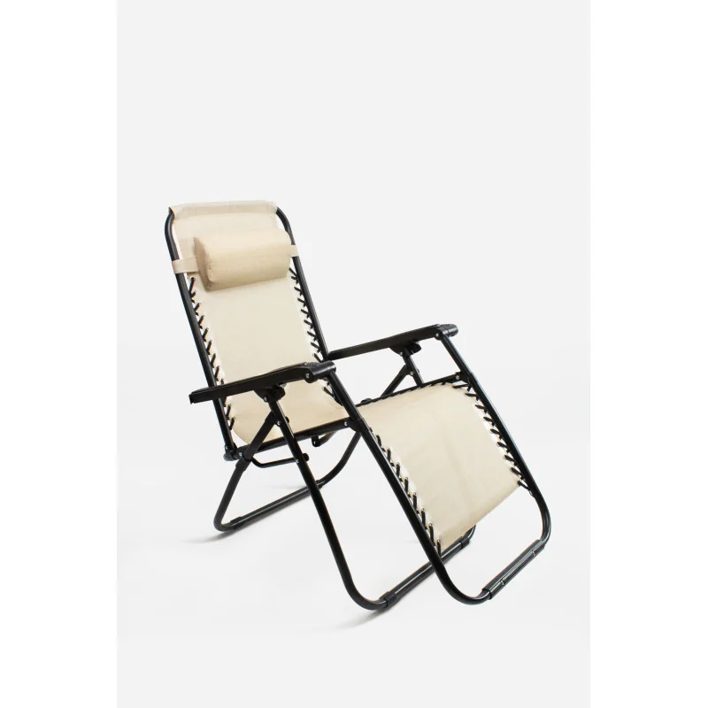 Silla Tumbona con Cojín Alt. 113 cm x L. 60 cm x An. 160 cm | Metal y Textilene