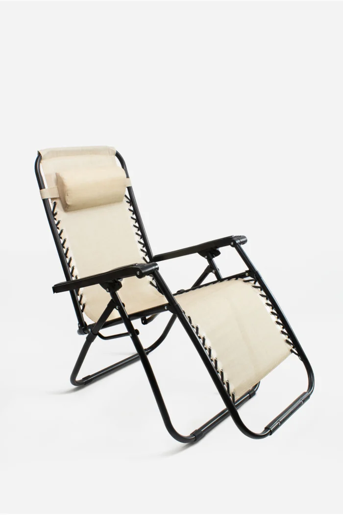 Silla Tumbona con Cojín Alt. 113 cm x L. 60 cm x An. 160 cm | Metal y Textilene