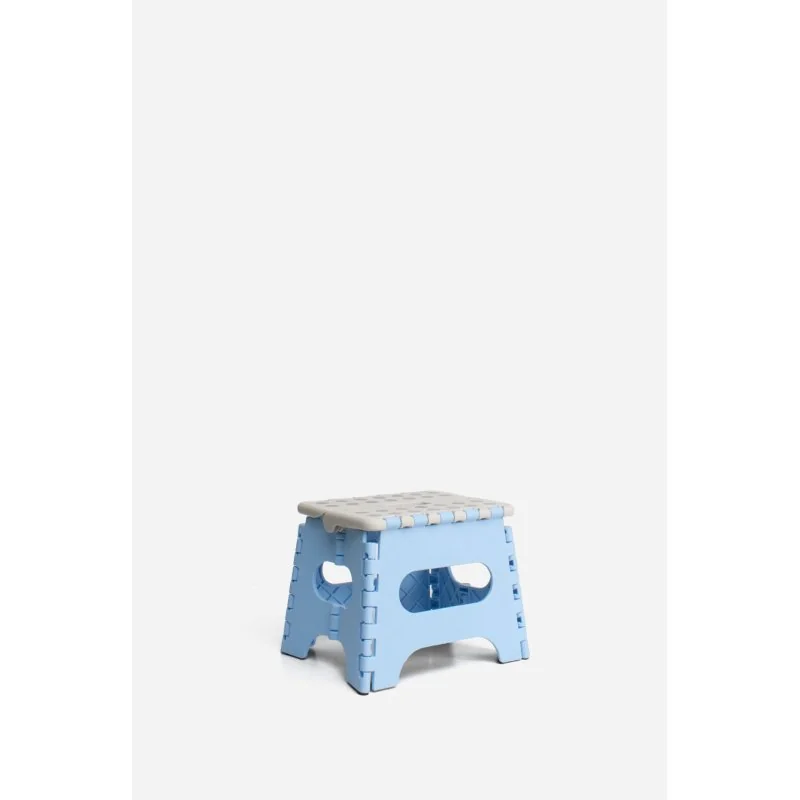 Taburete Plegable de PP Antideslizante 24x19x18 cm | Azul y Gris