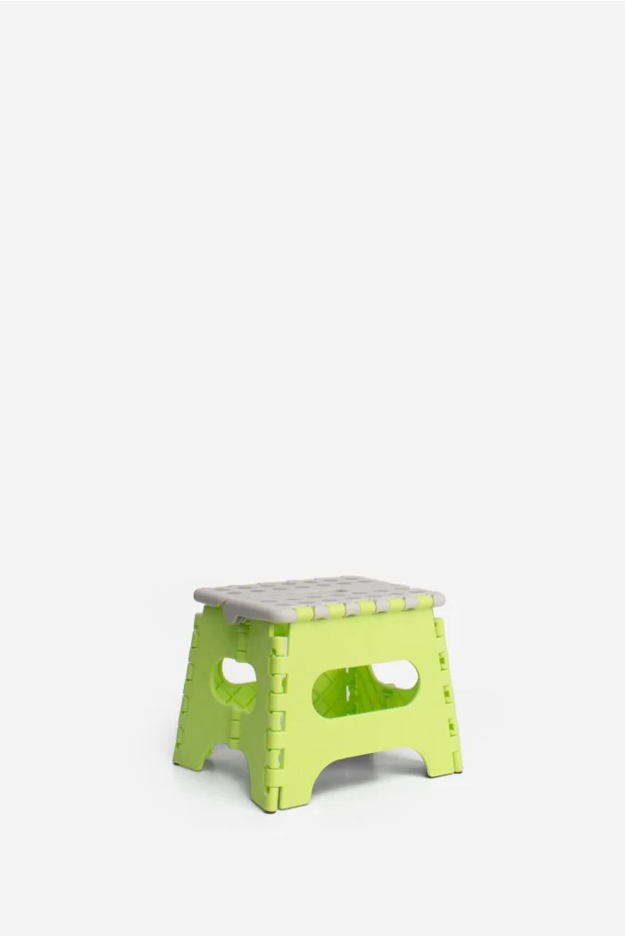 Taburete Plegable de PP Antideslizante 24x19x18 cm | Verde y Gris