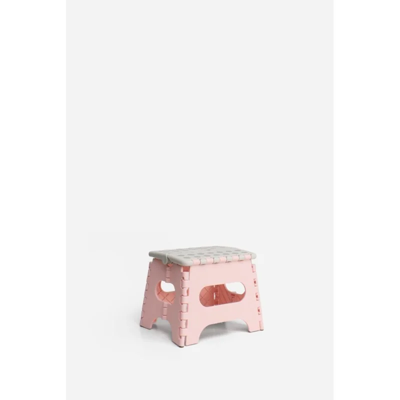 Taburete Plegable de PP Antideslizante 24x19x18 cm | Rosa y Gris