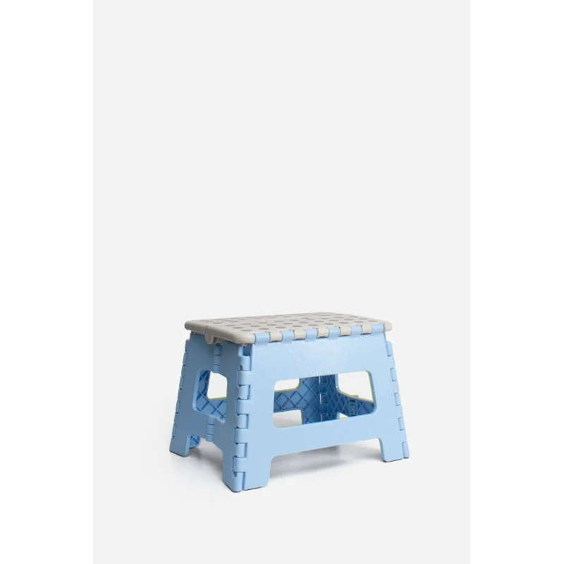 Taburete Plegable de PP Antideslizante 32x25x22 cm | Azul y Gris
