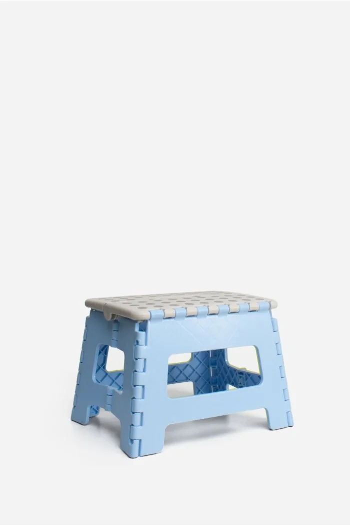 Taburete Plegable de PP Antideslizante 32x25x22 cm | Azul y Gris