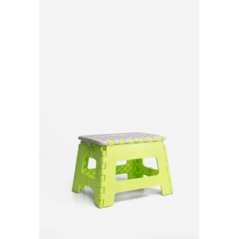 Taburete Plegable de PP Antideslizante 32x25x22 cm | Verde y Gris