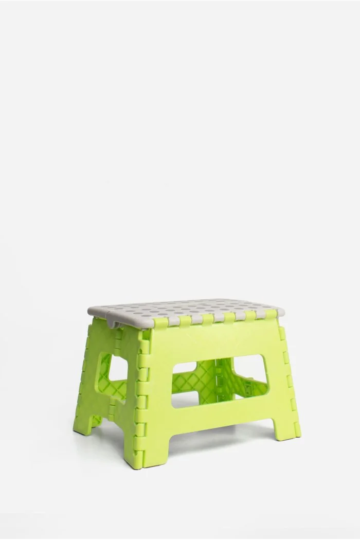 Taburete Plegable de PP Antideslizante 32x25x22 cm | Verde y Gris