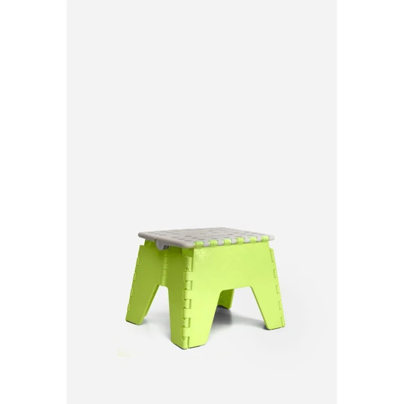 Taburete Plegable de PP Antideslizante 28x25x21 cm | Verde y Gris
