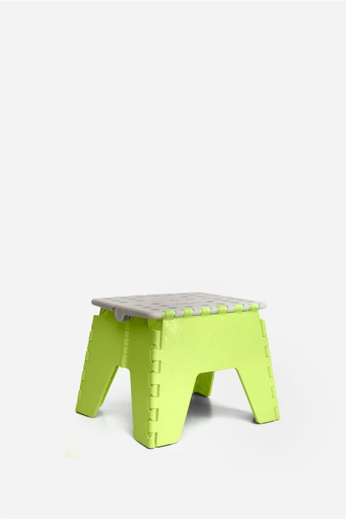 Taburete Plegable de PP Antideslizante 28x25x21 cm | Verde y Gris