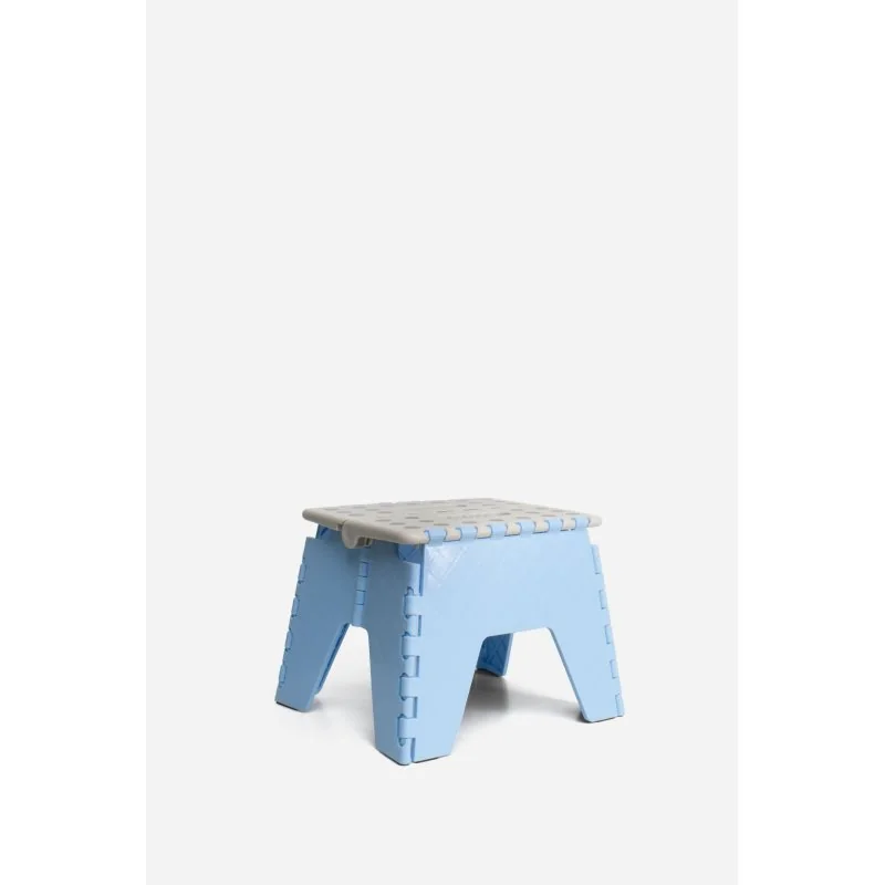Taburete Plegable de PP Antideslizante 28x25x21 cm | Azul y Gris