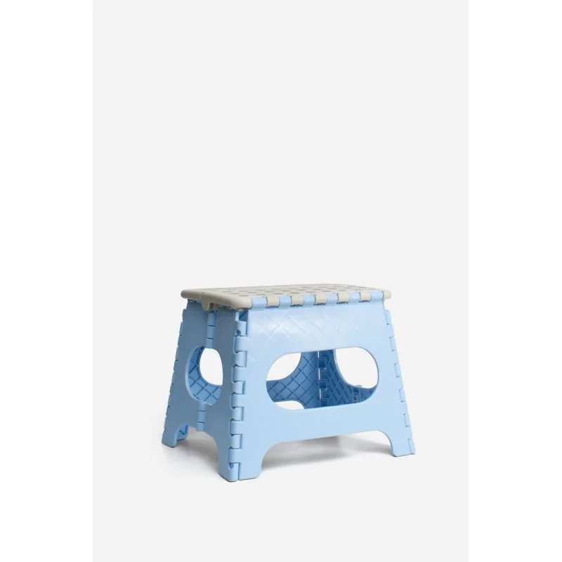 Taburete Plegable de PP Antideslizante 32x25x27 cm | Azul y Gris