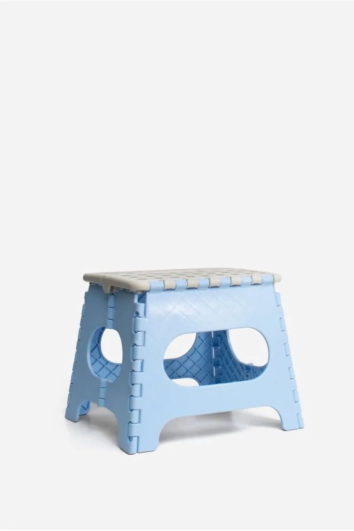 Taburete Plegable de PP Antideslizante 32x25x27 cm | Azul y Gris