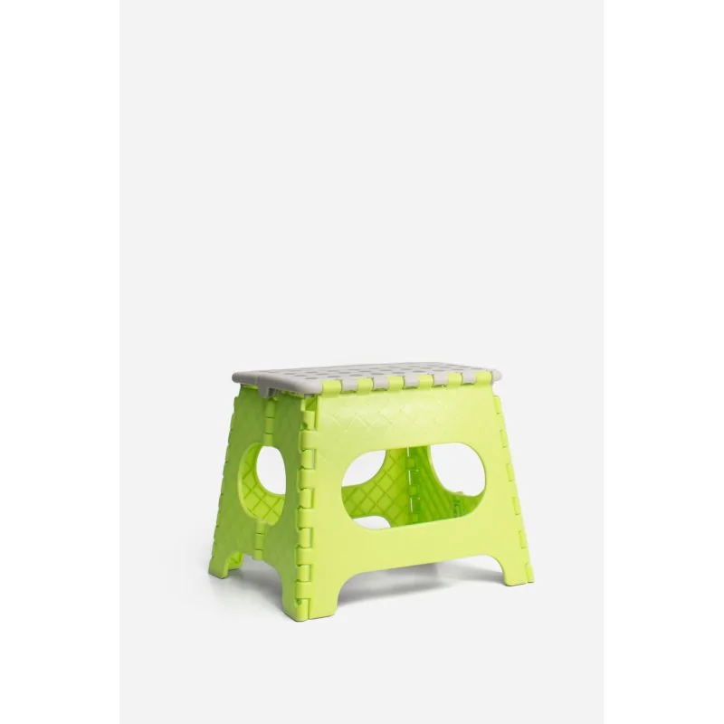 Taburete Plegable de PP Antideslizante 32x25x27 cm | Verde y Gris