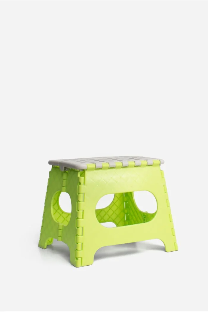 Taburete Plegable de PP Antideslizante 32x25x27 cm | Verde y Gris