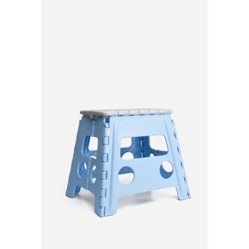 Taburete Plegable de PP Antideslizante 37x30x32 cm | Azul y Gris
