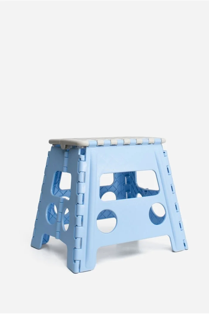 Taburete Plegable de PP Antideslizante 37x30x32 cm | Azul y Gris