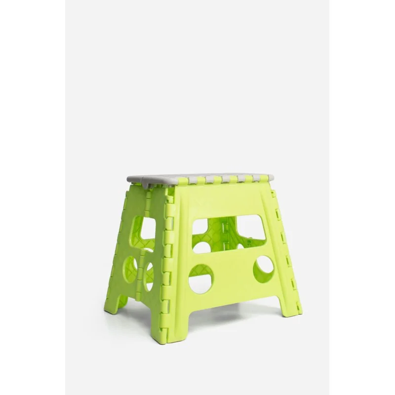 Taburete Plegable de PP Antideslizante 37x30x32 cm | Verde y Gris