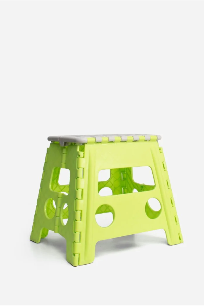 Taburete Plegable de PP Antideslizante 37x30x32 cm | Verde y Gris
