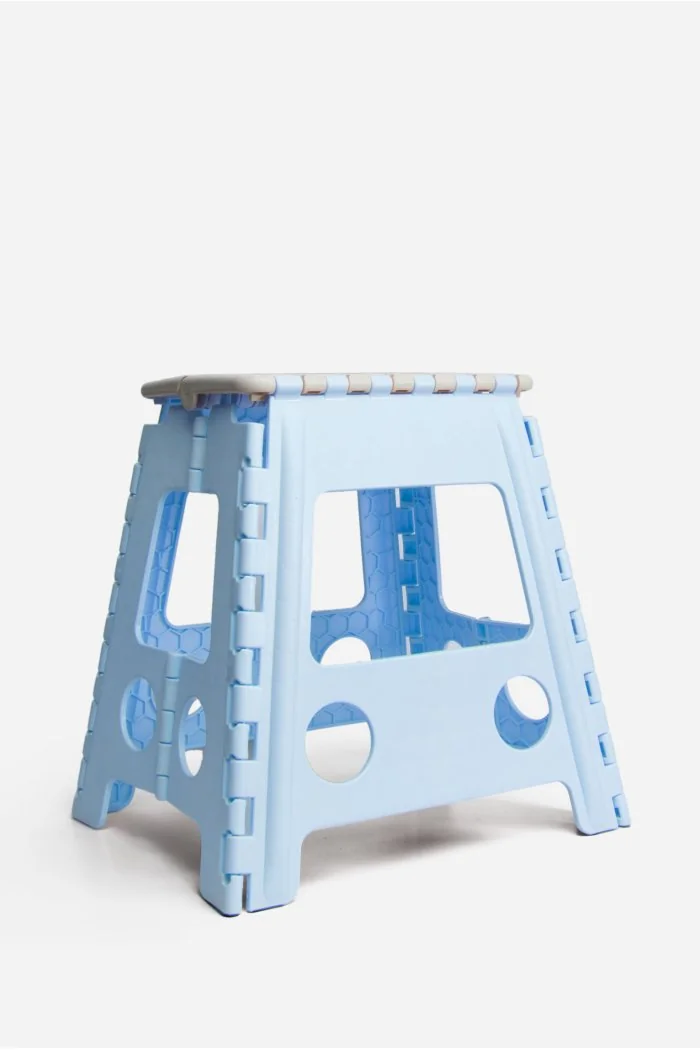 Taburete Plegable de PP Antideslizante 40x32x39 cm | Azul y Gris