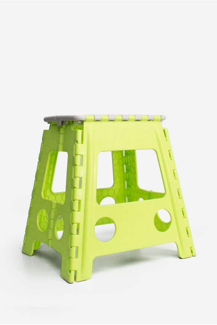 Taburete Plegable de PP Antideslizante 40x32x39 cm | Verde y Gris