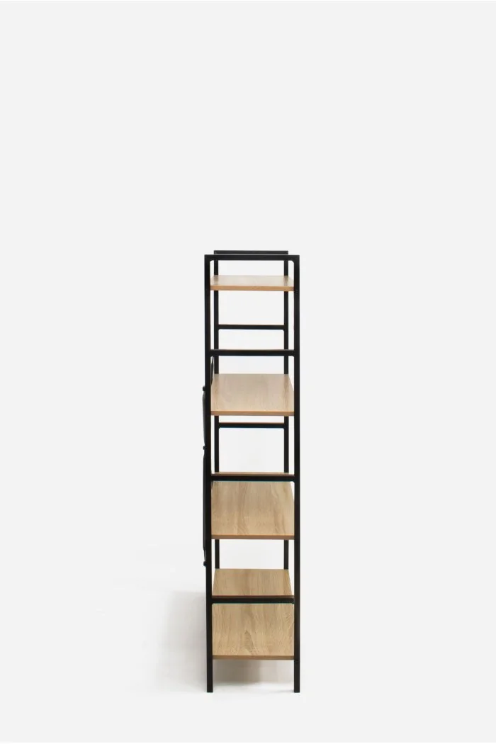 Estantería Industrial de Madera con Estructura de Metal Negra | 4 Baldas Perfil