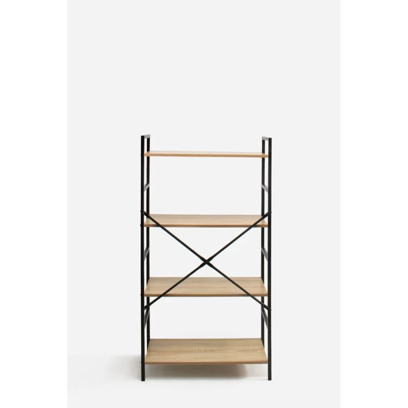 Estantería Industrial de Madera con Estructura de Metal Negra | 4 Baldas Trasera