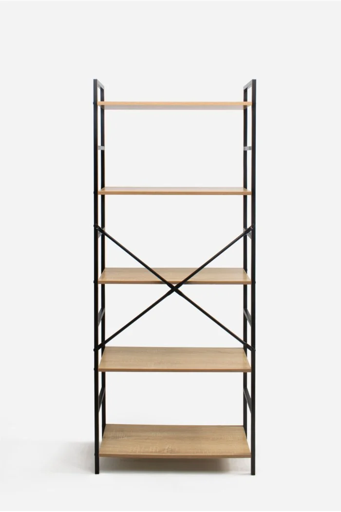 Estantería Industrial de Madera con Estructura de Metal Negra | 5 Baldas Trasera