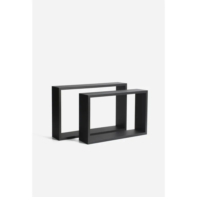 Set de 2 Estantes de Pared Rectangulares MDF Alp 42 x 27 x 10 cm | Negro