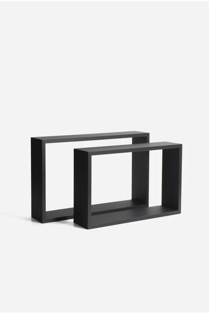 Set de 2 Estantes de Pared Rectangulares MDF Alp 42 x 27 x 10 cm | Negro