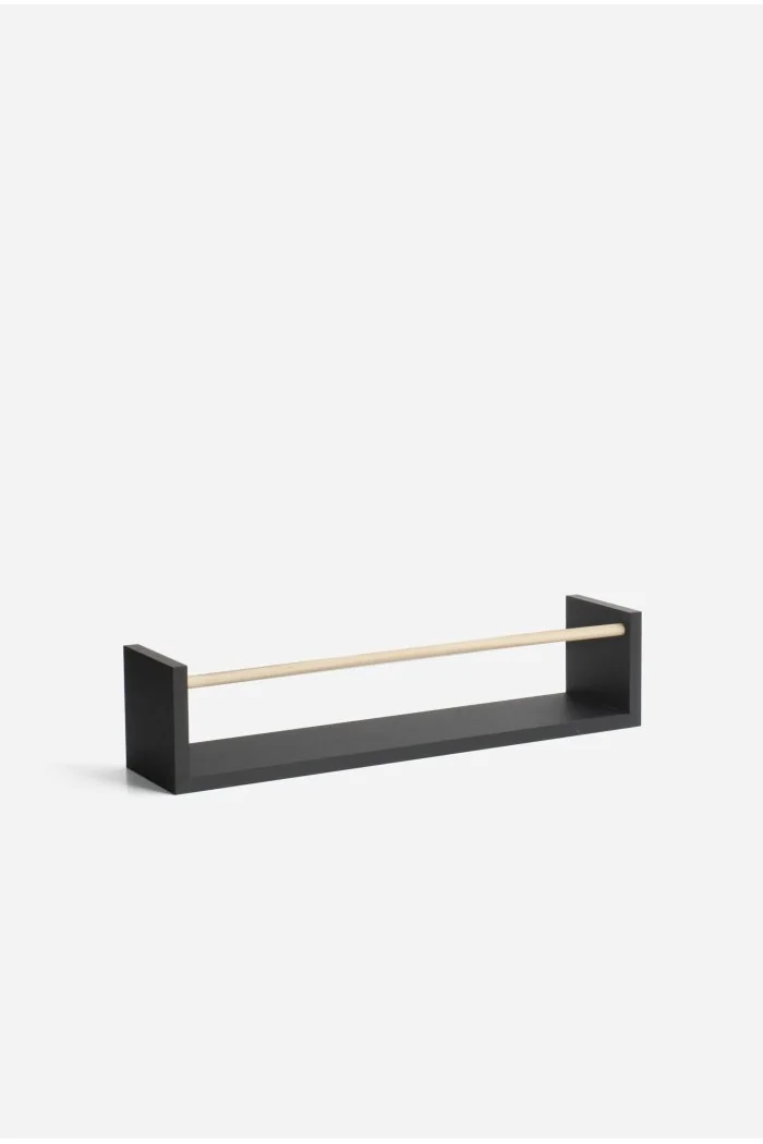 Balda flotante con barra Okan 42 x 10 x 10 cm| Negro