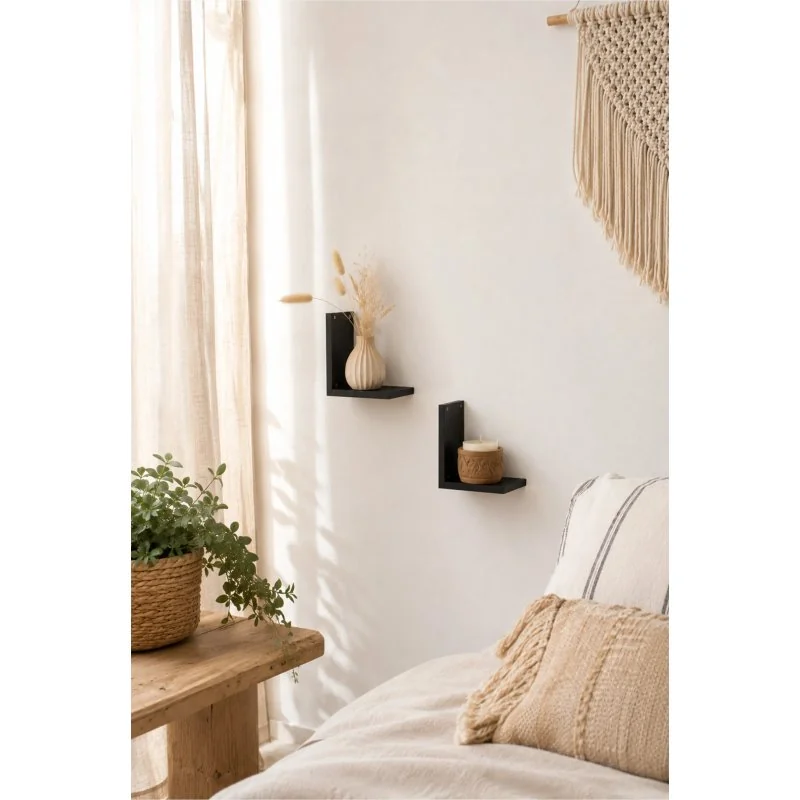 Set de 2 Estantes de Pared en L Alp 15 x 12 x 15 cm - Negro Ambiente