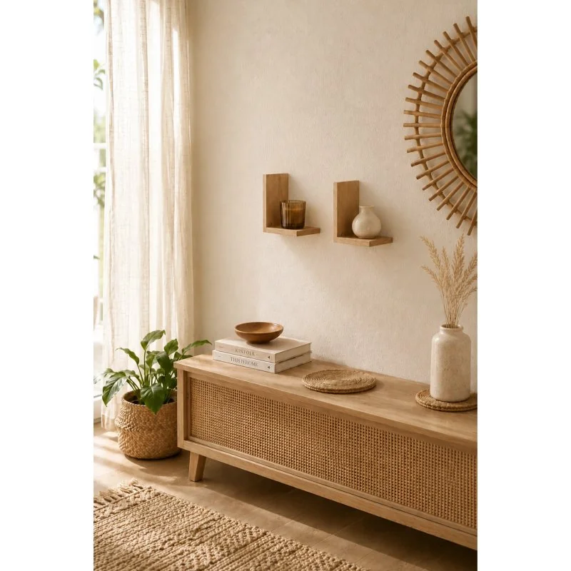 Set de 2 Estantes de Pared en L Alp 15 x 12 x 15 cm - Madera Ambiente