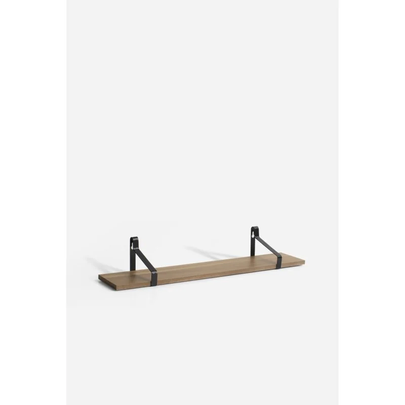 Balda flotante metalica de estilo industrial modelo Kaan en color negro y madera - Kaan