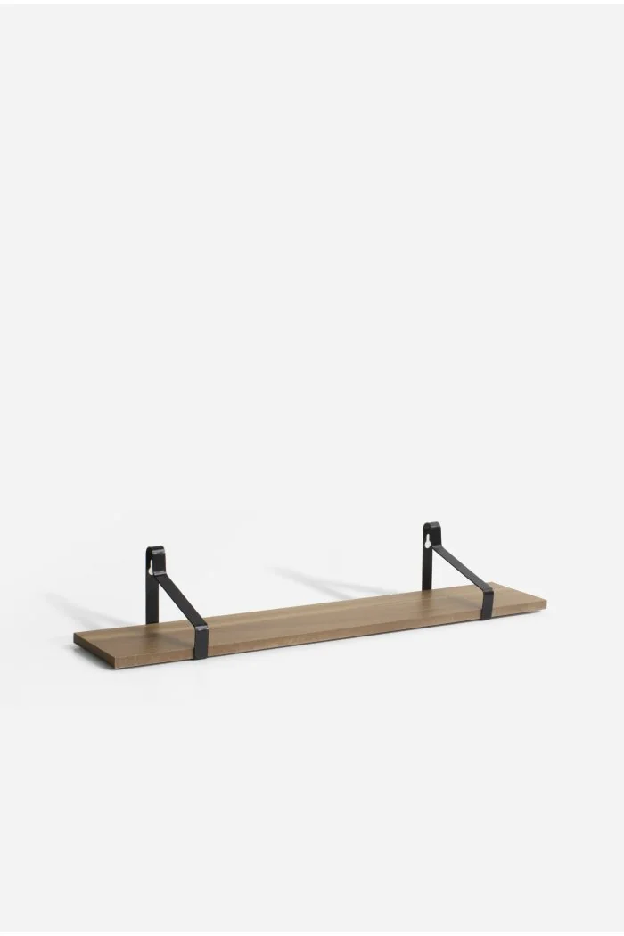 Balda flotante metalica de estilo industrial modelo Kaan en color negro y madera - Kaan