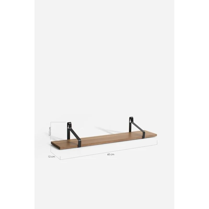 Balda flotante metalica de estilo industrial modelo Kaan en color negro y madera Kaan - dimensiones