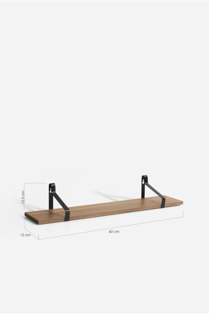 Balda flotante metalica de estilo industrial modelo Kaan en color negro y madera Kaan - dimensiones