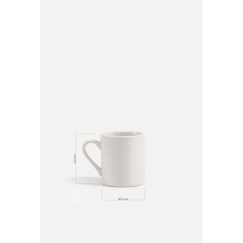 Juego de 6 Tazas de Café de Cerámica Blanca 5,5 cm de Alto x Ø5 cm | Tazas para Espresso y Café Corto