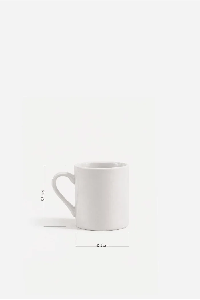 Juego de 6 Tazas de Café de Cerámica Blanca 5,5 cm de Alto x Ø5 cm | Tazas para Espresso y Café Corto