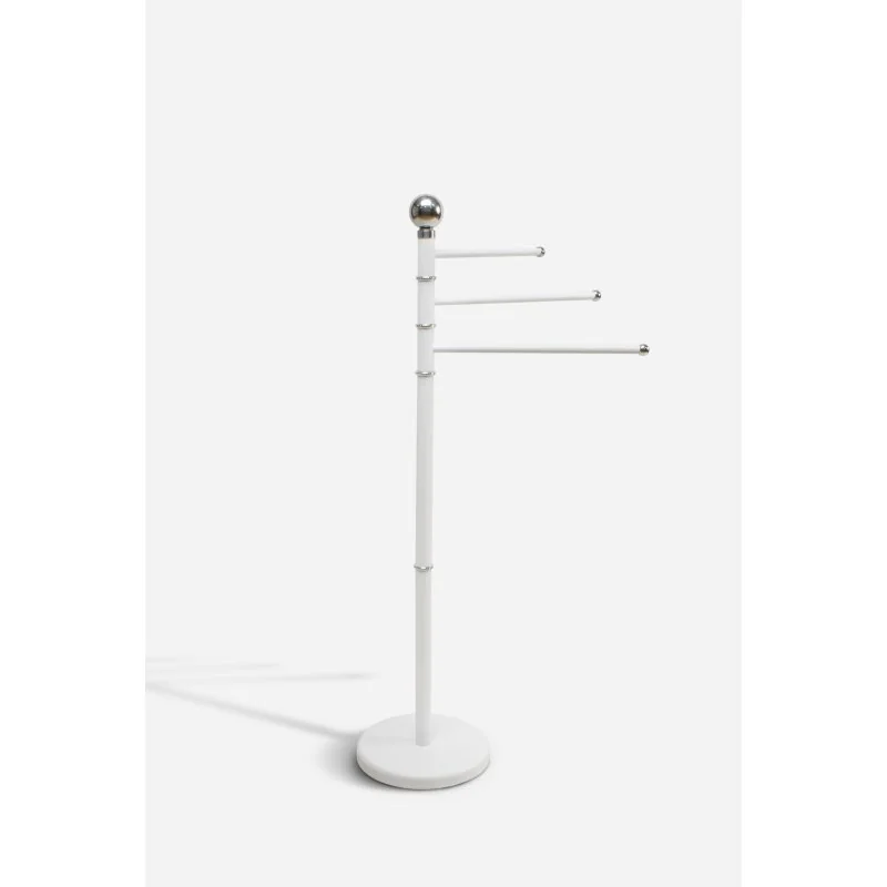 Toallero de Pie con 3 Brazos Giratorios de Metal para Baño Ø 22 x 90 cm | Axis Blanco