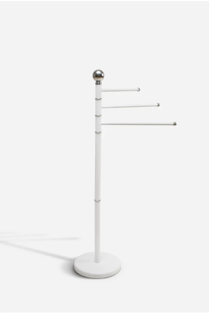 Toallero de Pie con 3 Brazos Giratorios de Metal para Baño Ø 22 x 90 cm | Axis Blanco