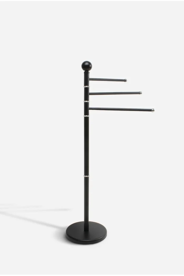 Toallero de Pie con 3 Brazos Giratorios de Metal para Baño Ø 22 x 90 cm | Axis Negro