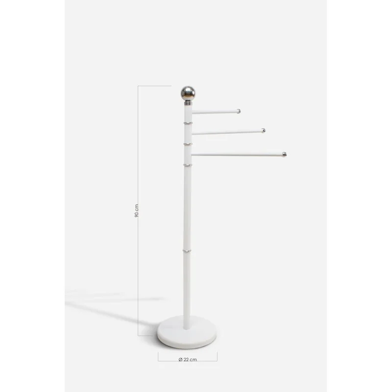 Toallero de Pie con 3 Brazos Giratorios de Metal para Baño Ø 22 x 90 cm | Axis Blanco Medidas