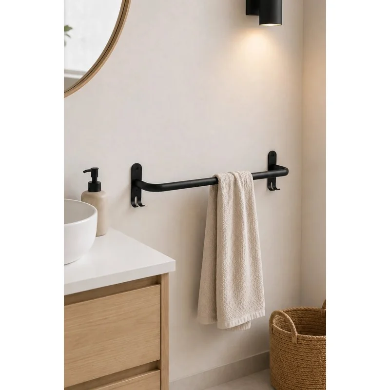 Toallero para pared aluminio - Negro