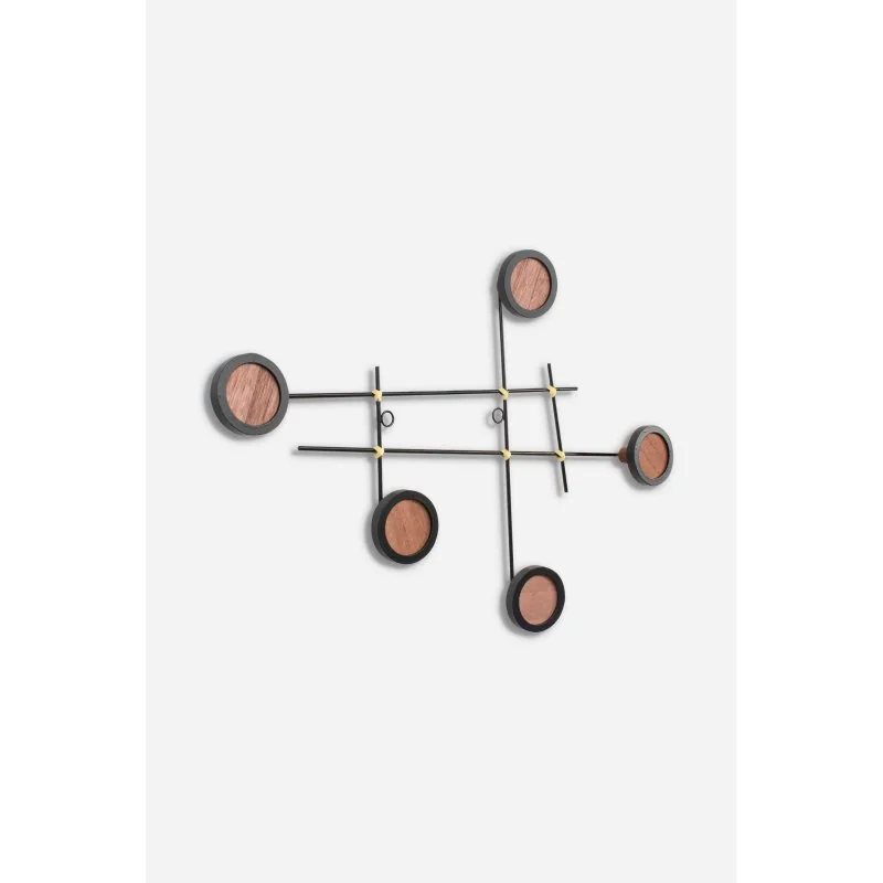 Perchero abstracto de pared en madera y metal